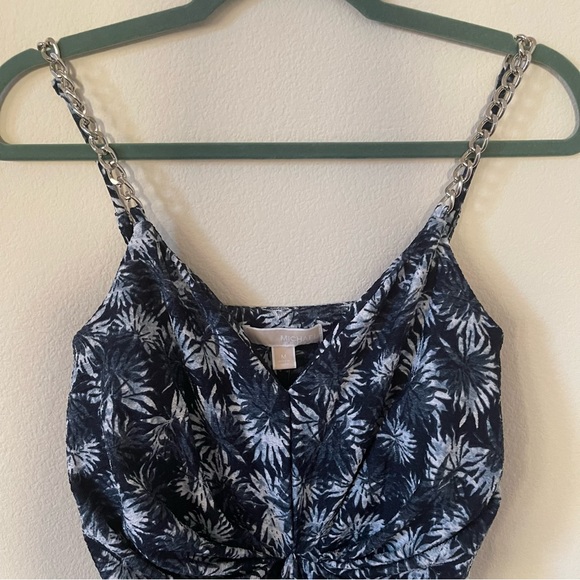 NWT Michael Kors Palm-Print Midi Dress with chain straps size M - Picture 8 of 15